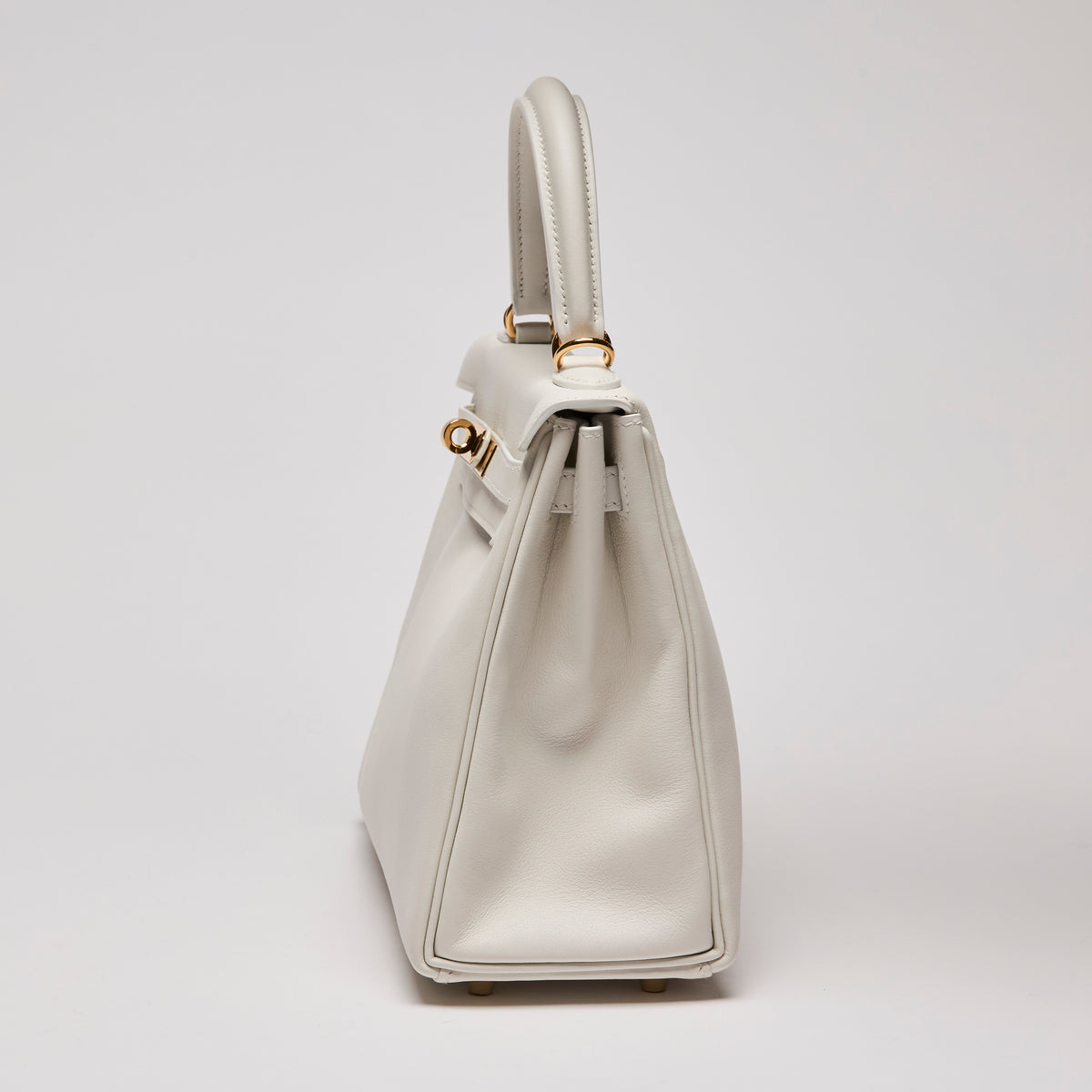 Hermes White Swift Leather Kelly 25 (Side)