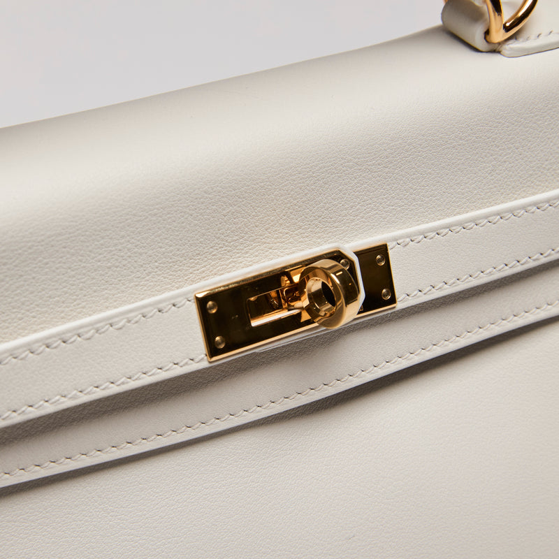 Hermes White Swift Leather Kelly 25