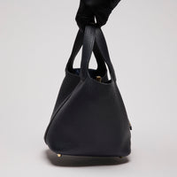 Hermes Dark Navy Clemence Leather Picotin 18 (Side)