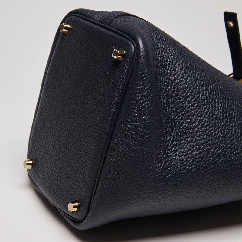 Hermes Dark Navy Clemence Leather Picotin 18 (Corner)