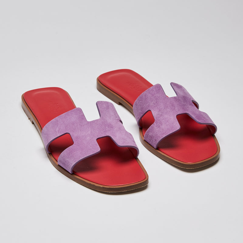 Hermes Oran Violet Parme Purple Sandals (front)