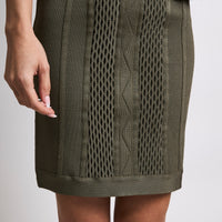 Herve Leger Open Back Olive Peplum Bandage Dress