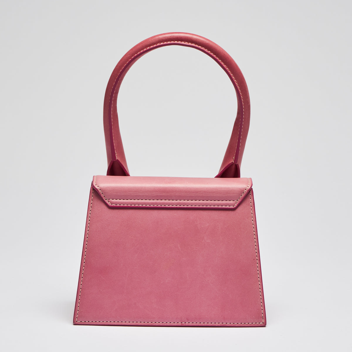 Pre-Loved Pink Leather Single Top Handle Mini Bag with Removable/Adjustable Shoulder Strap. (back)