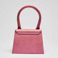 Pre-Loved Pink Leather Single Top Handle Mini Bag with Removable/Adjustable Shoulder Strap. (back)