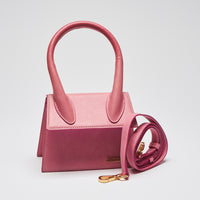 Pre-Loved Pink Leather Single Top Handle Mini Bag with Removable/Adjustable Shoulder Strap. (with strap)