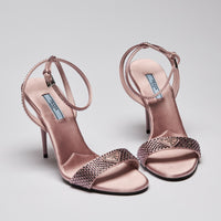 Prada Pink Satin Crystal Embellished Heels Size 39 - front