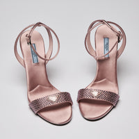 Prada Pink Satin Crystal Embellished Heels Size 39-front