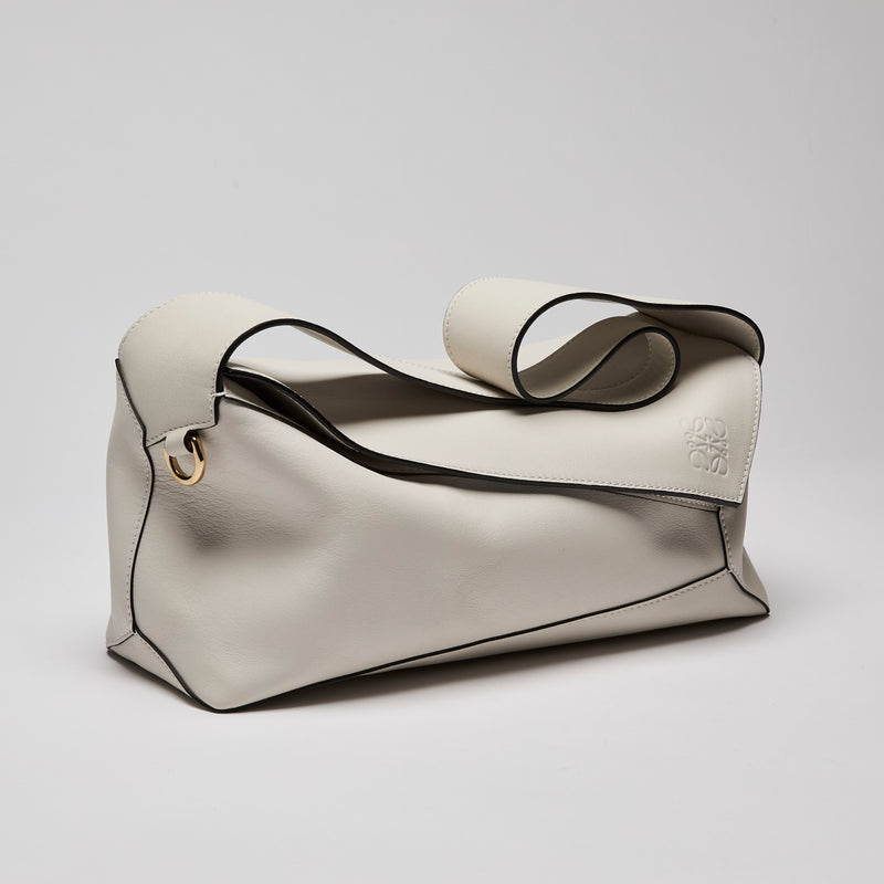 Loewe Leather Puzzle Hobo Bag in Light Gray (front)