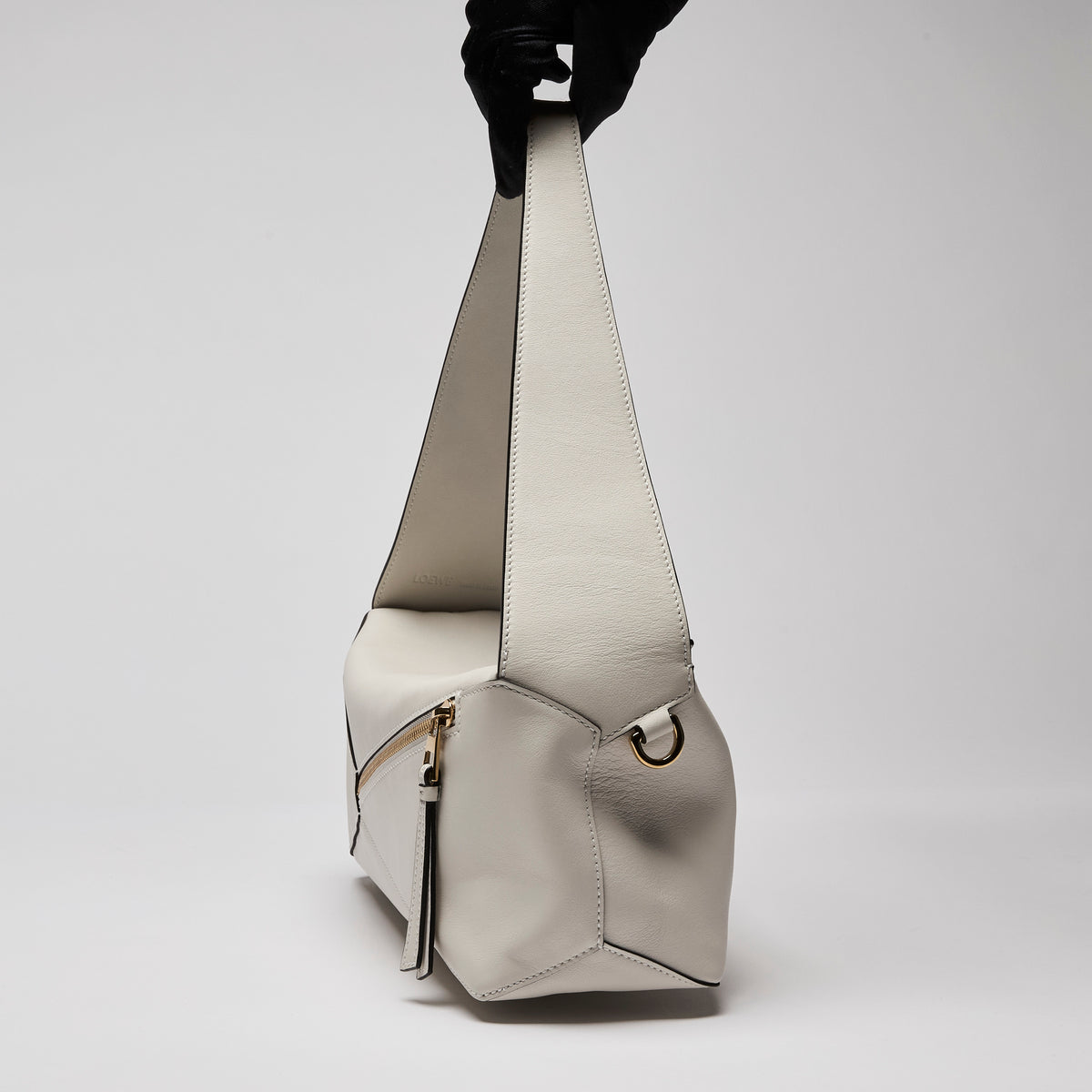 Loewe Leather Puzzle Hobo Bag in Light Gray (Side)