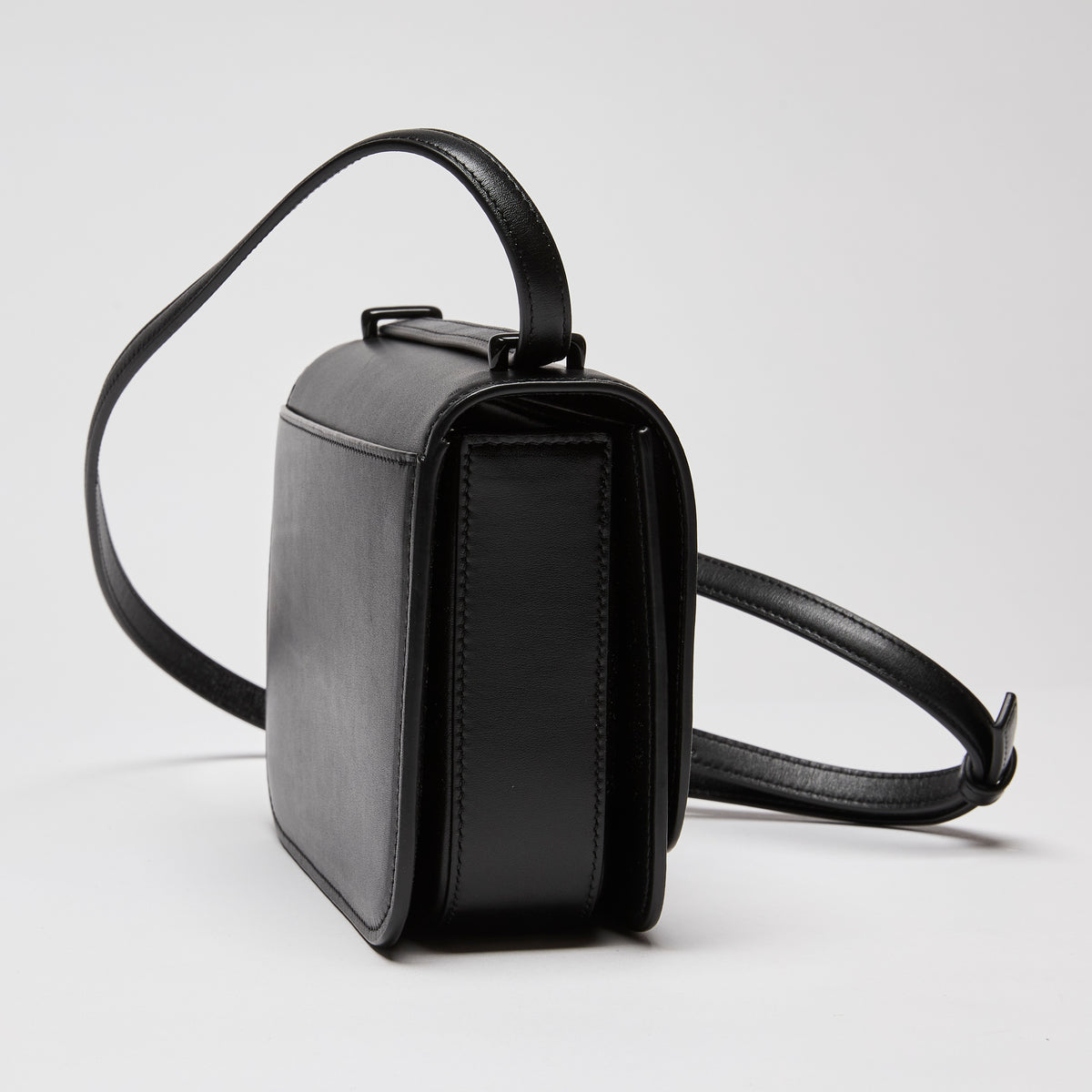 Loewe Small Goya Leather Crossbody Bag Black (Side)