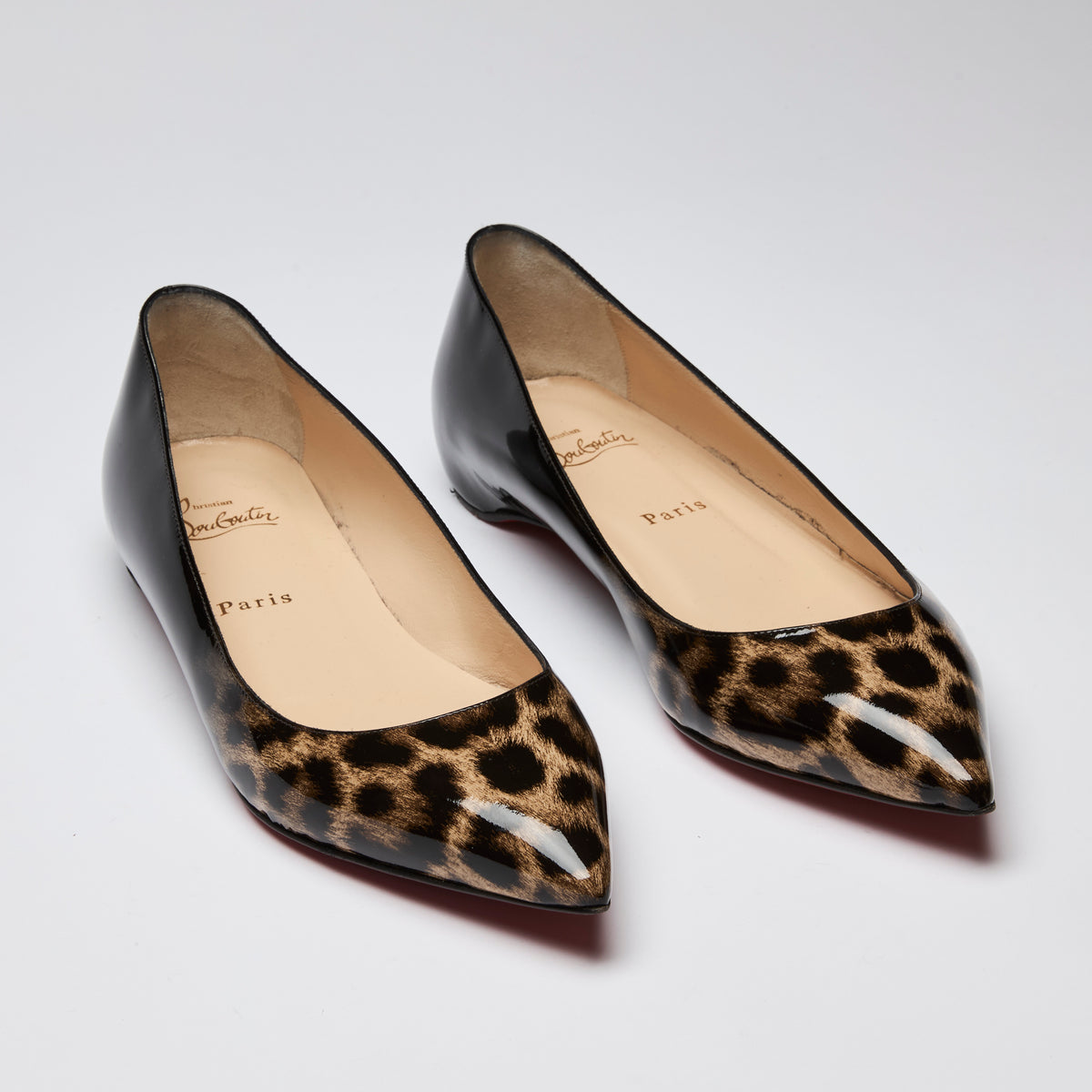 Louboutin Patent Leather Leopard Print Flats Size 40