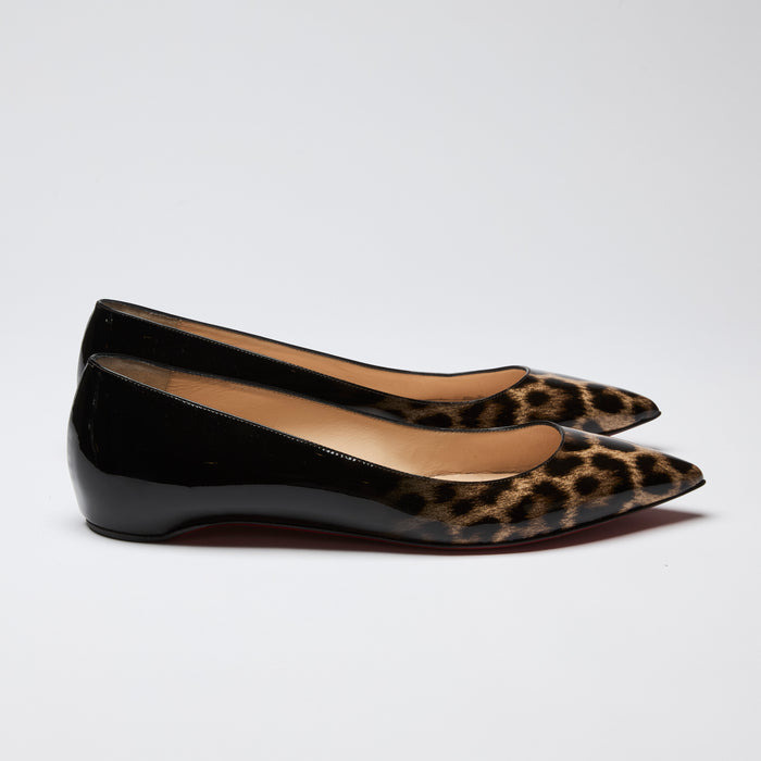 Louboutin Patent Leather Leopard Print Flats Size 40