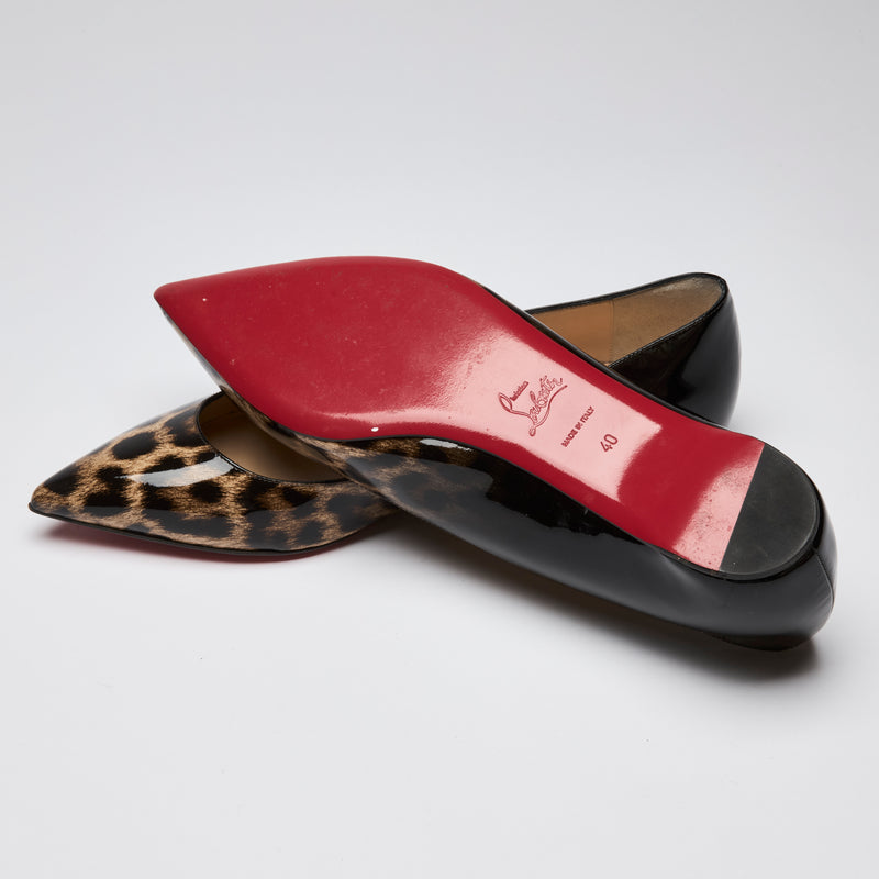 Louboutin Patent Leather Leopard Print Flats Size 40