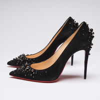 Christian Louboutin Black Suede Candidate Pumps with Faux Pearl Embellishment Size 41 (side)