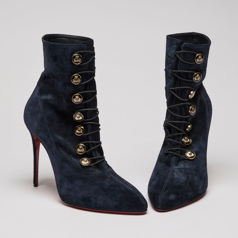 Louboutin Dark Navy Lady Darby Ankle Boots Size 40