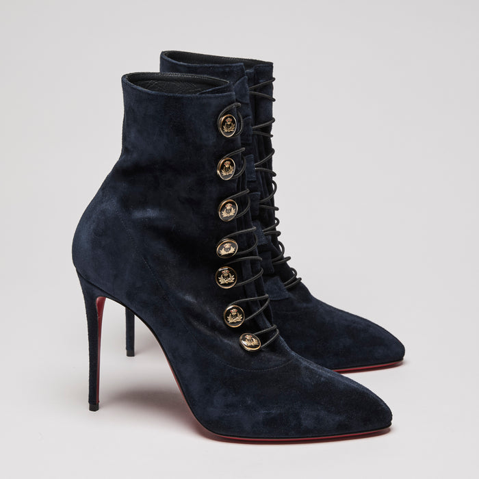 Louboutin Dark Navy Lady Darby Ankle Boots Size 40