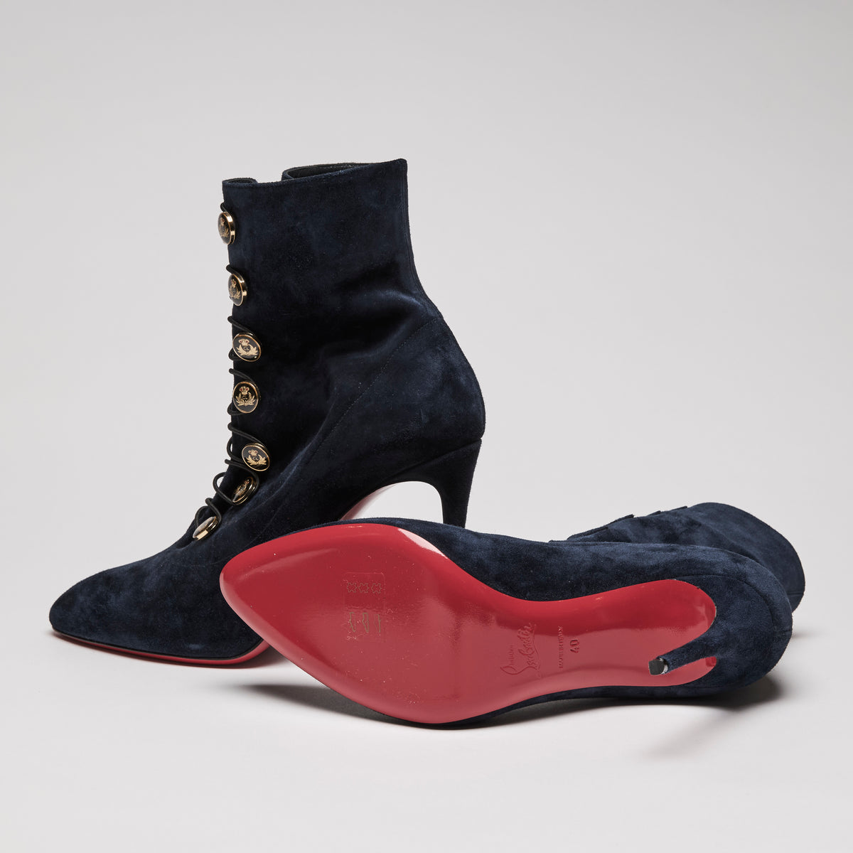 Louboutin Dark Navy Lady Darby Ankle Boots Size 40