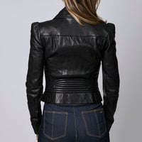 Louis Vuitton Black Biker Leather Jacket Size 38