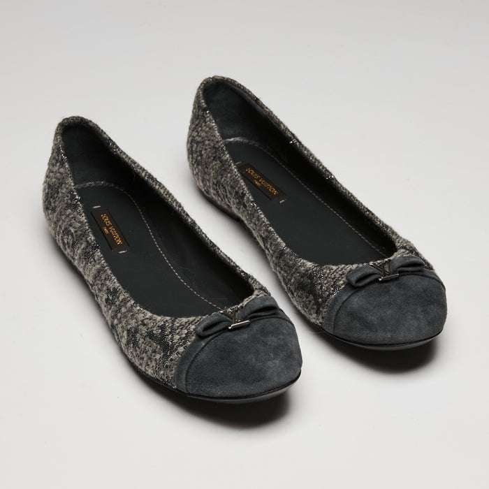 Louis Vuitton Tweed and Suede Flats, Size 38