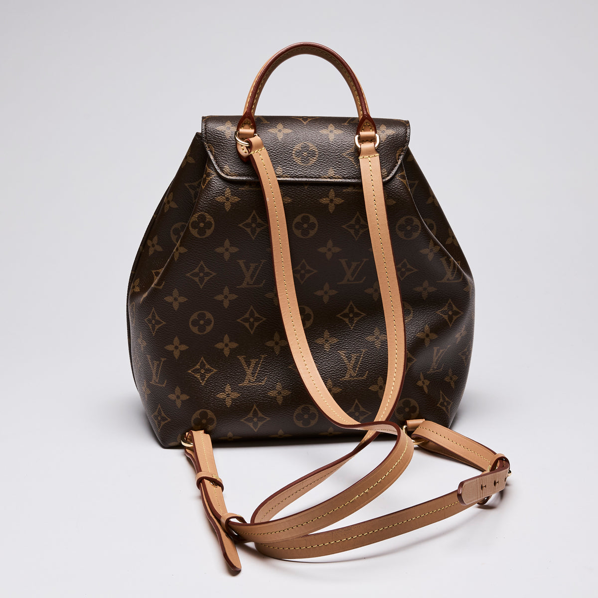 Louis Vuitton "Montsouris" PM Monogram and Leather Backpack