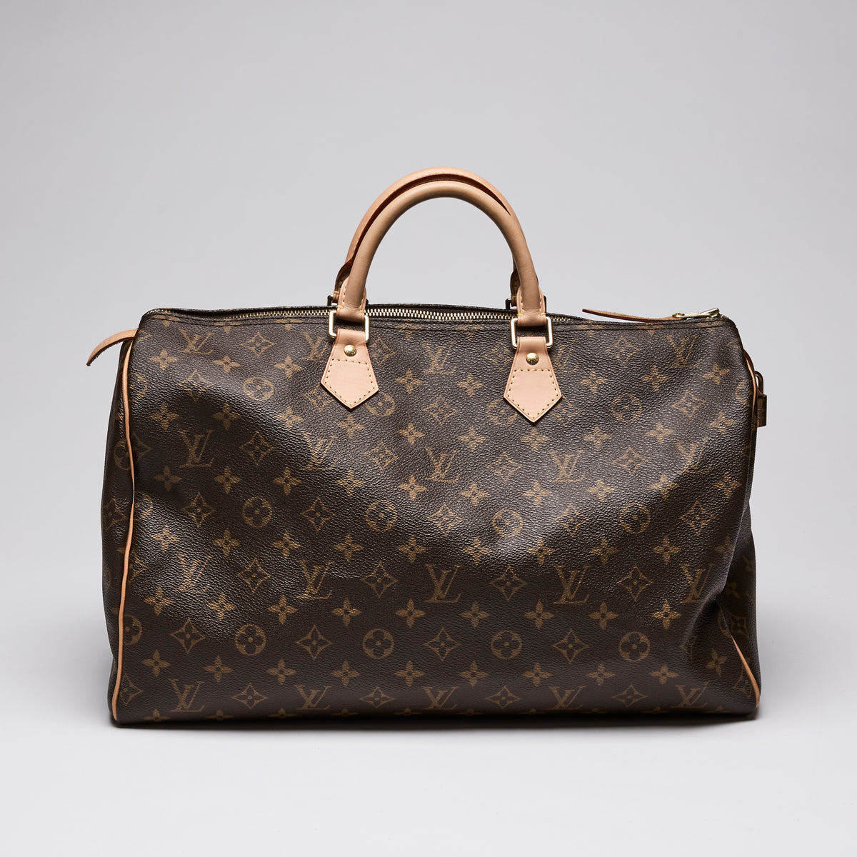 Louis Vuitton "Speedy" 40 Bag in Monogram and Leather