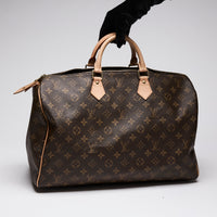 Louis Vuitton "Speedy" 40 Bag in Monogram and Leather