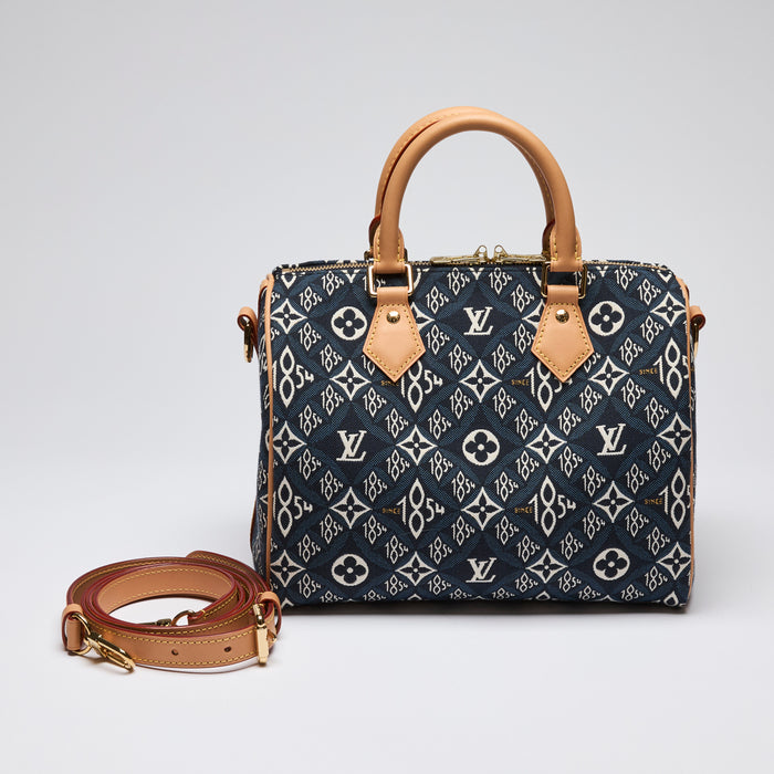 Louis Vuitton Navy Blue and White Monogram Jacquard 1854 Speedy Bag (Front)