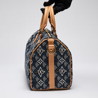 Louis Vuitton Navy Blue and White Monogram Jacquard 1854 Speedy Bag (Side)