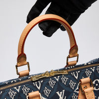 Louis Vuitton Navy Blue and White Monogram Jacquard 1854 Speedy Bag (Handle)