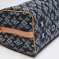 Louis Vuitton Navy Blue and White Monogram  Jacquard 1854 Speedy Bag (Corner)