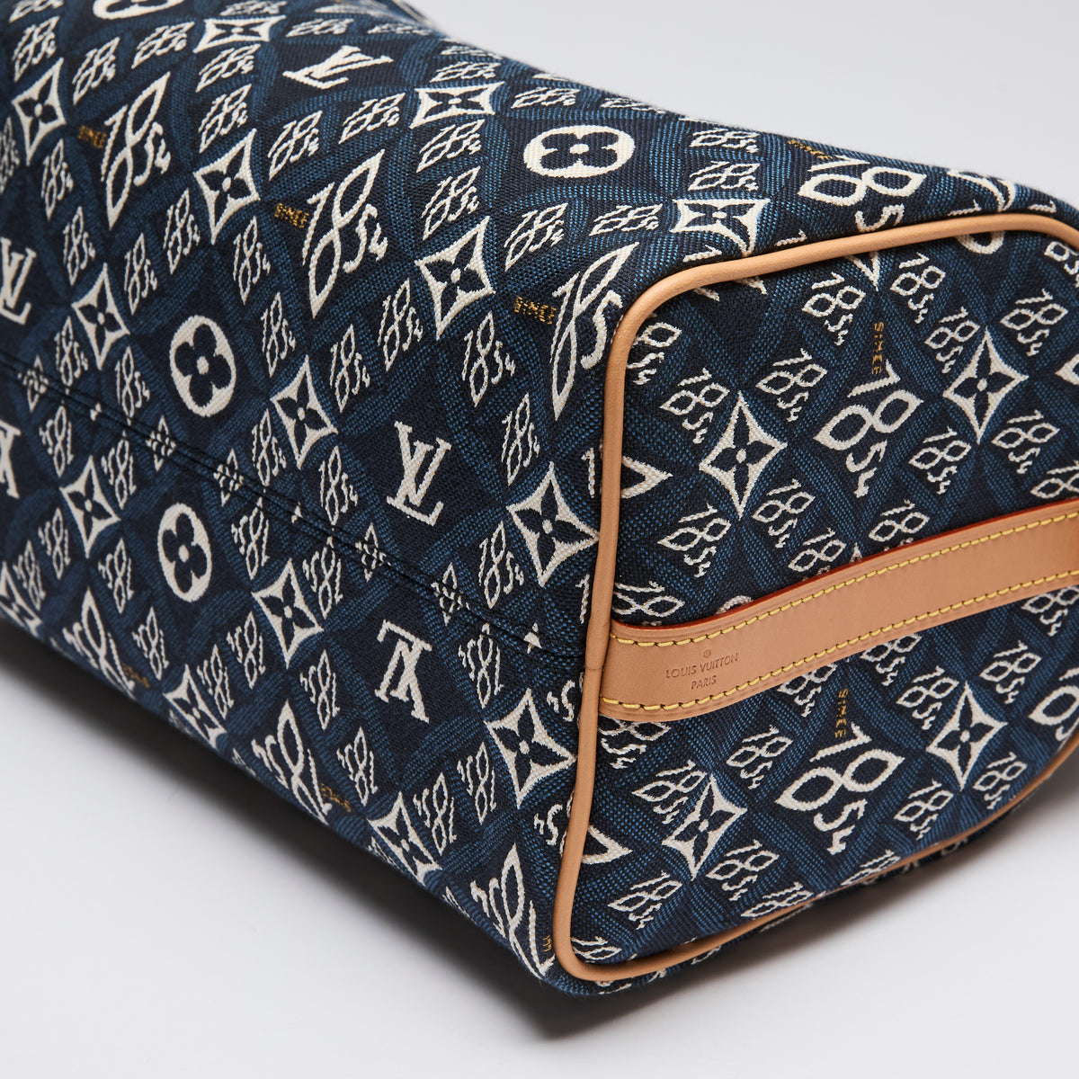 Louis Vuitton Navy Blue and White Monogram Jacquard 1854 Speedy Bag (Corner)