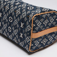 Louis Vuitton Navy Blue and White Monogram Jacquard 1854 Speedy Bag (Corner)