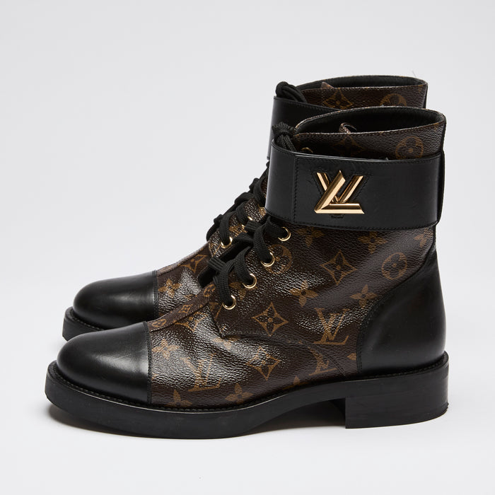 Louis Vuitton Monogram Lace Up Combat Boots Size 39