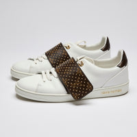 Louis Vuitton White Leather and Monogram Studded Sneakers Size 37.5