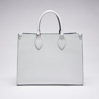 Excellent Pre-Loved White Embossed Leather Tote Bag.(back)