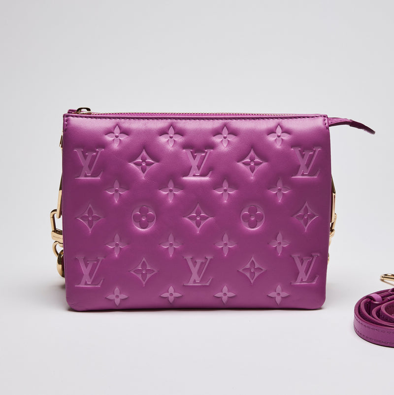 Louis Vuitton Purple Lambskin Embossed Monogram Coussin (Back)