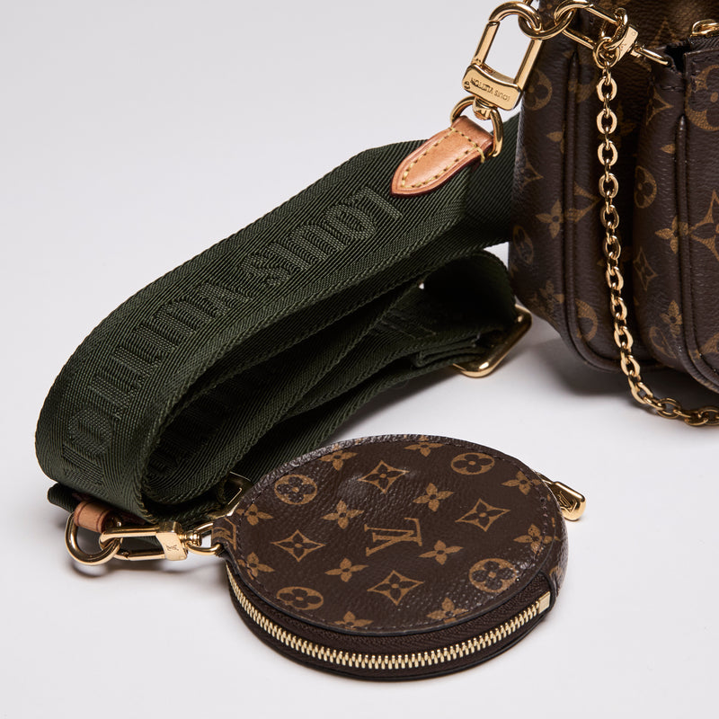 Louis Vuitton Monogram Multi Pochette with Green Thick Strap  (Strap)