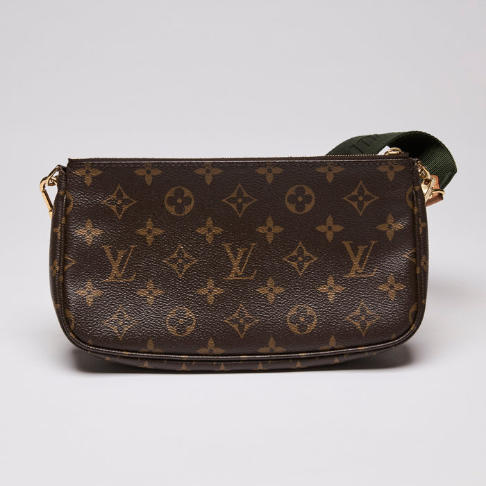 Louis Vuitton Monogram Multi Pochette with Green Thick Strap  (Back)