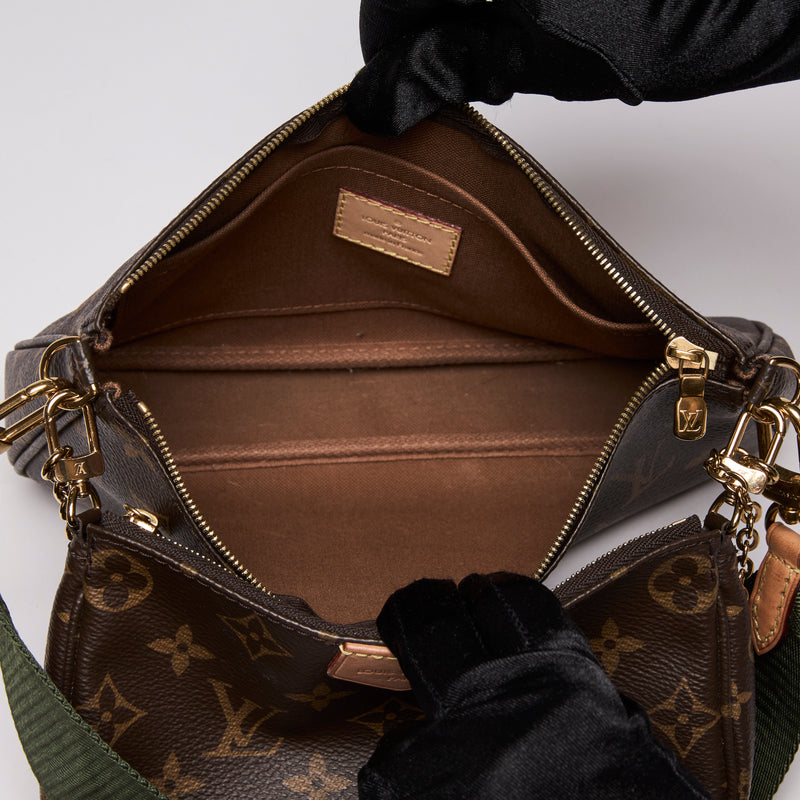 Louis Vuitton Monogram Multi Pochette with Green Thick Strap  (interior)