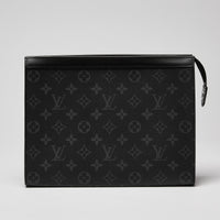 Louis Vuitton Black & Grey Monogram Eclipse Voyage Clutch (Front)