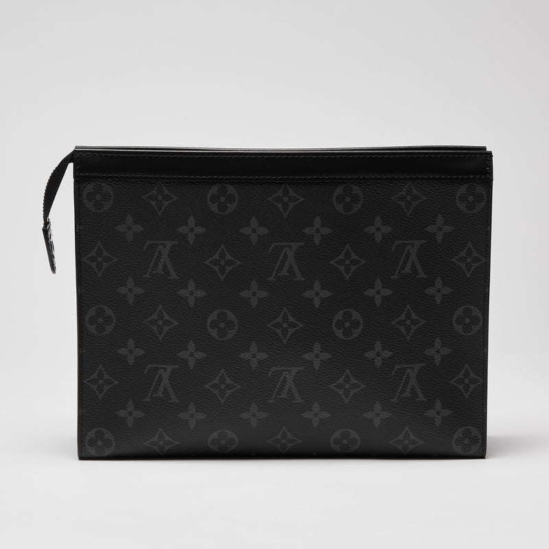 Louis Vuitton Black & Grey Monogram Eclipse Voyage Clutch (Back)