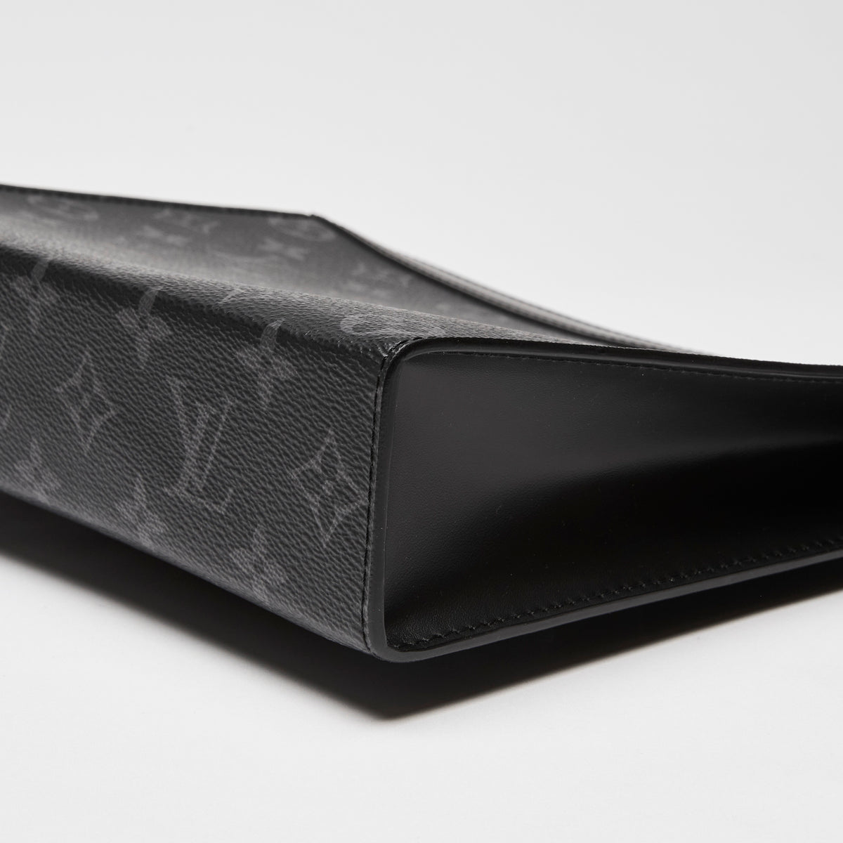 Louis Vuitton Black & Grey Monogram Eclipse Voyage Clutch (Corner)