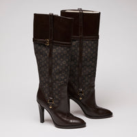 LV Brown Canvas and Leather Boots(side)