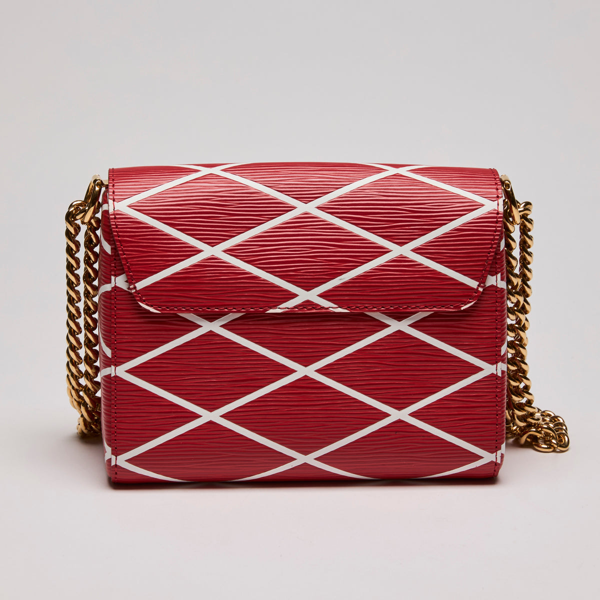 LV Red Twist Leather Crossbody Bag W/ Gold LV Lock(back)