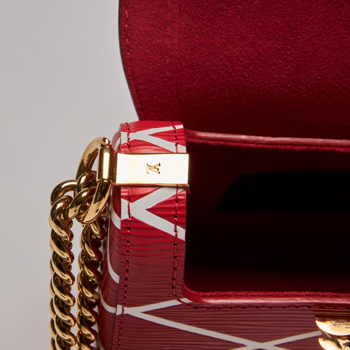 LV Red Twist Leather Crossbody Bag W/ Gold LV Lock(hardware)