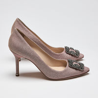 Manolo Blahnik Hangisi Pink Glitter Pumps Size 39.5