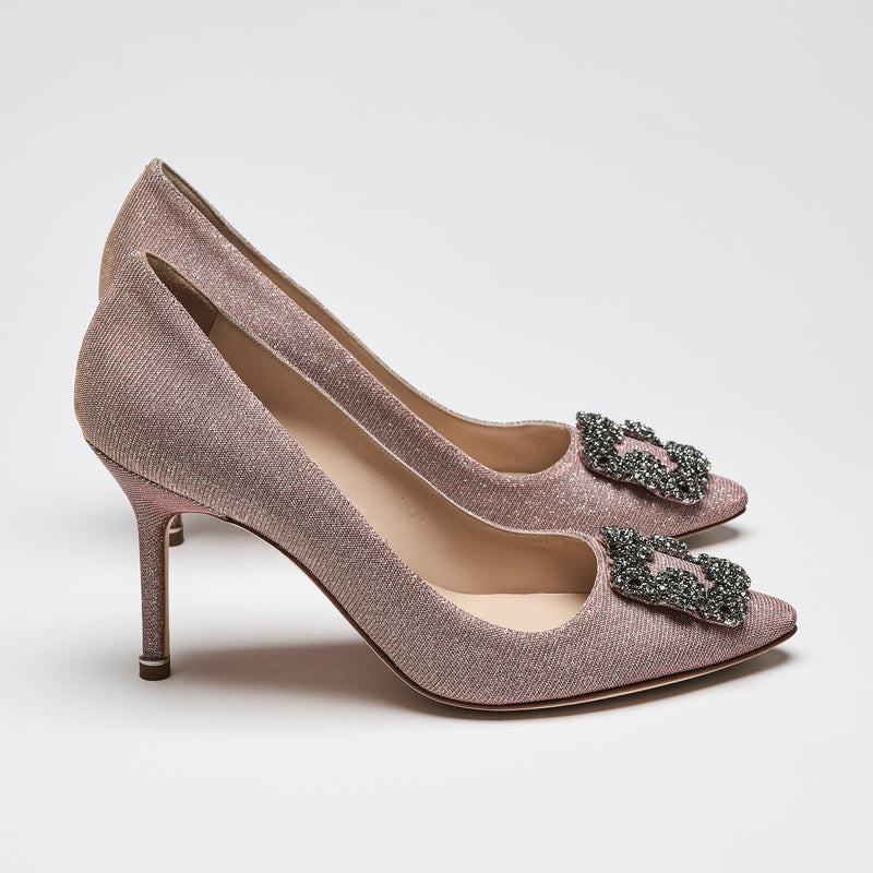 Manolo Blahnik Hangisi Pink Glitter Pumps Size 39.5