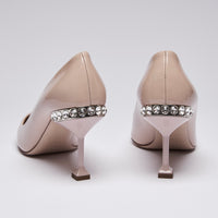 Miu Miu Nude Patent Leather Point Toe Heels with Crystal Embellishment(back)