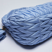 Excellent Pre-Loved Light Blue Nylon Pleated Shoulder Bag(corner)
