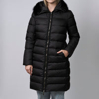 Moncler Black Fabrefur Nylon Long Puffer Coat Size 3